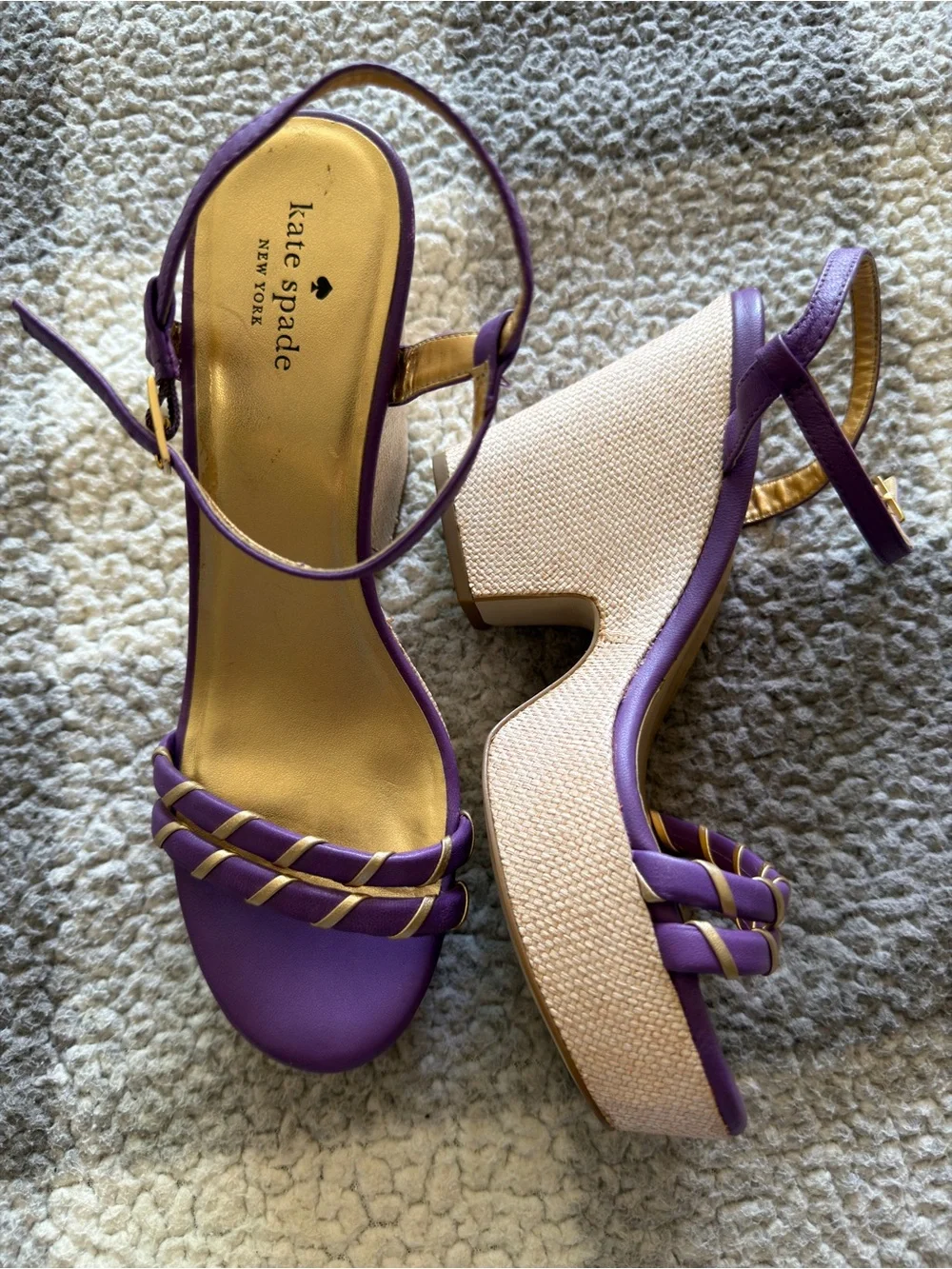 Purple Platform Ankle-Strap Sandals - Kate Spade size 8.5 made in Brazil
